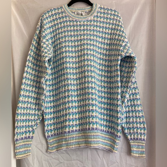 NWT Men’s Pastel Blue, White, Yellow & Green Sweater by Penn’s Landing, sz L - Picture 1 of 5